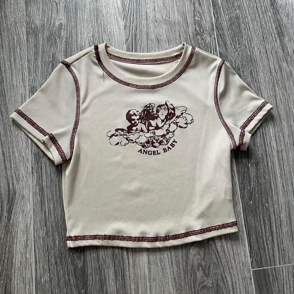 angel baby beige and brown top